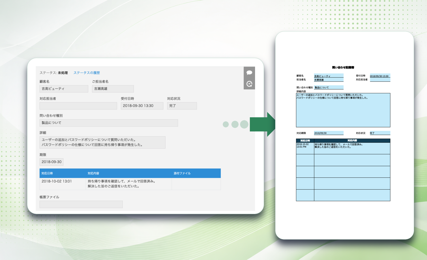 kintone のレコードから KAIZEN PDF で帳票 PDF を生成するイメージ