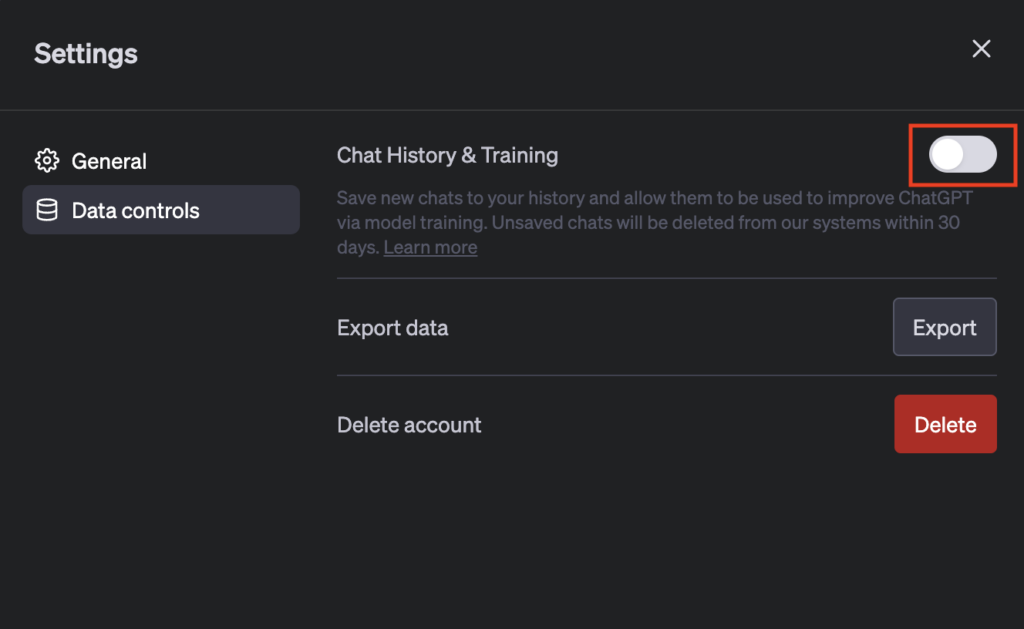 ChatGPT Setting Dialog